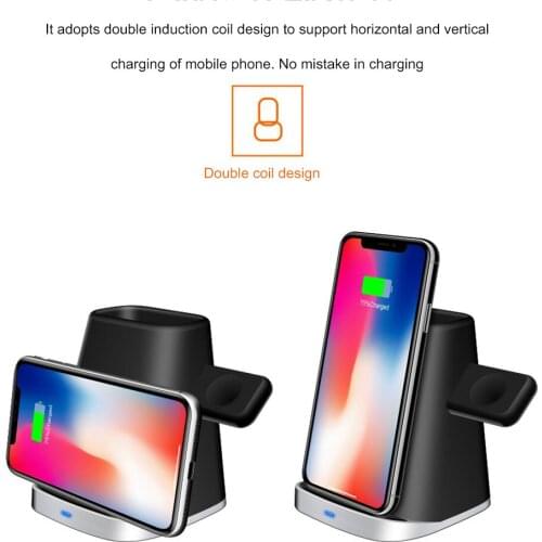 Wireless Charging Induction Charger Pad 3 in 1 Fast Charging Stand for Apple Wireless Charger/Samsung Station