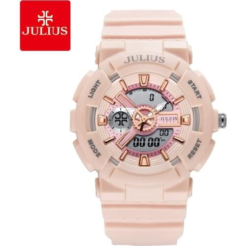 Julius JA-1276 Digital Watch Alarm Stopwatch Back Light LCD Pink Shock Resistant Women Ins Wrist Watch