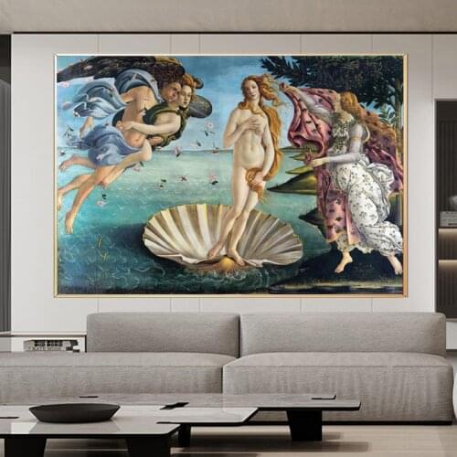 Canvas Painting The Birth of Venus By Botticelli Wall Art Classical Famous Poster Print Wall Picture for Living Room Home Decor