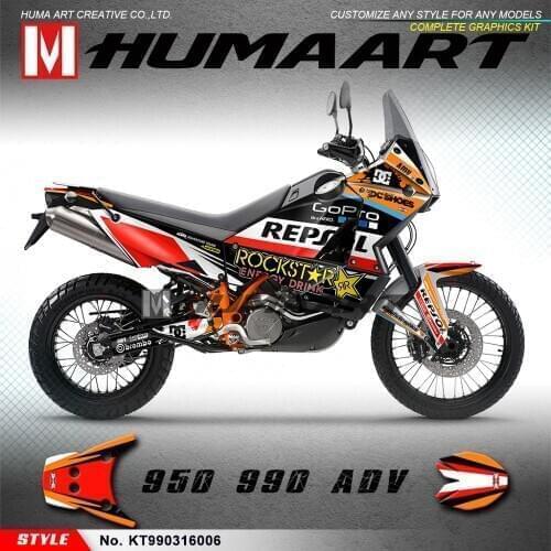 HUMAART Complete Vinyl Graphics Vehicle Wraps Enduro Sticker Decal Kit for 950 950s 990 990r Adventure ADV 2003 to 2016
