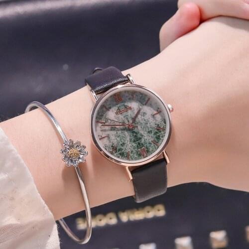 Creative Texture Dial Design Women Fashion Watches Ulzzang Brand Simple Ladies Leather Wristwatches Retro Female Quartz Clock