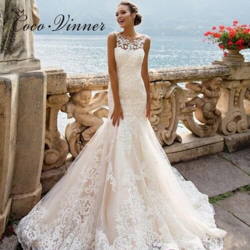 Good Quality Lace Embroidery Mermaid Wedding Dresses America and Europe Fashion Plus Size Custom Made Lace Wedding Dress W0336