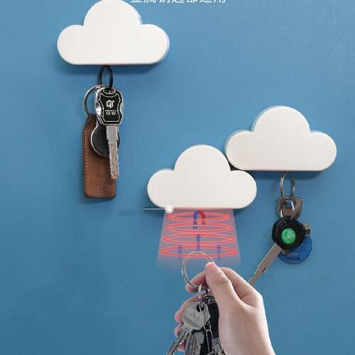 Minimalist Cloud Shape magnetic key holder Anti-lost Securely Home Metal gadgets Magnets fixed Wall Organization Storage rack