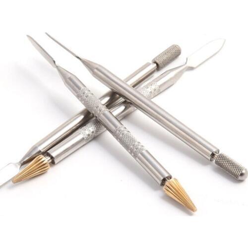 DONYAMY 2Pcs Multi-function Edge Oil Pen DIY Leather Craft Head Glue Stick Edge Dye Applicator Brass Head Hand Treatment Tools