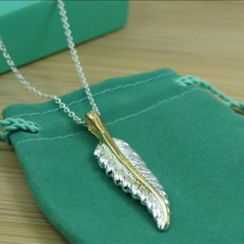 Fashion 925 Silver Feather Pendant Necklace For Women Necklaces Jewelry Christmas Gifts