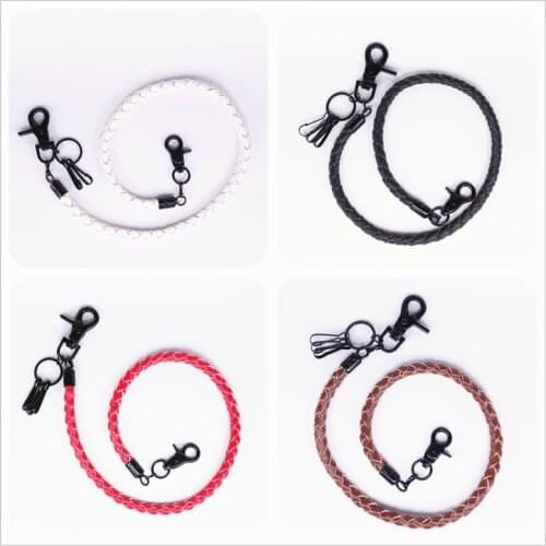 Men Trousers Pant Key Wallet Chains Hip Hop Fashion Punk Rock Leather Braid Layer Waist Belt Chain Long 63cm Black 2018 BL04