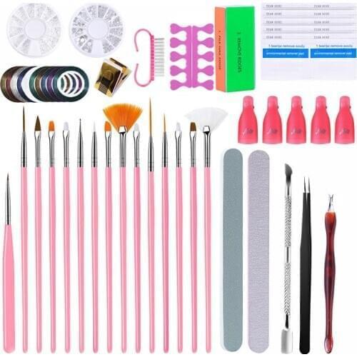 Nail Art Set Manicure Tools Series Removers Nail Wraps Straight Tweezers nail Tape Line Separator For Home School DIY Manicure