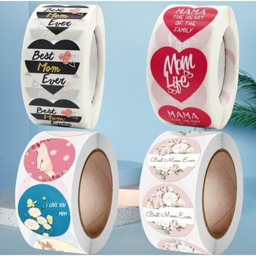 500Pcs Happy Mothers Day Stickers Best Mom Ever I Love You Mama Seals Labels for Mummy Birthday Festival Gift Thank You Letters