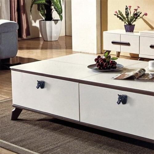 New Modern Simple Design Horse Head Animal Handle American Shoe Cabinet Wardrobe Drawer Cabinet Door Knob Handles Zinc Alloy