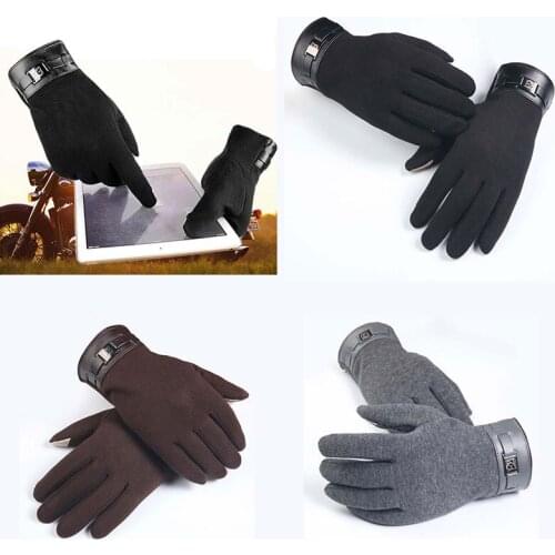 Mens Women Winter Autumn Gloves Touch Screen Full Finger Non-slip Thick Warm Woolen Cashmere Wrist Gloves Male Mittens