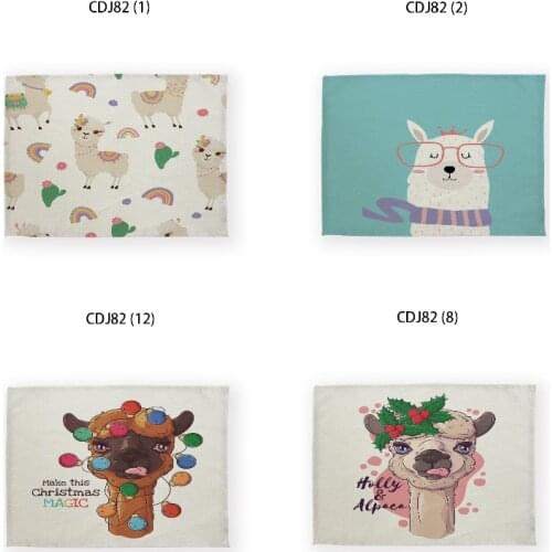 Cartoon cute alpaca coasters coffee table decor table mats for dining table placemats for table waterproof tablecloth tablecloth