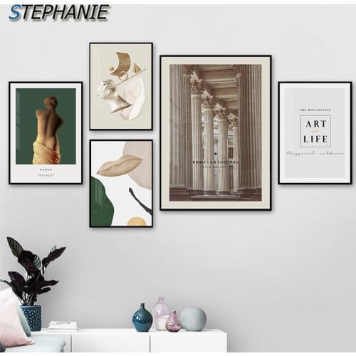 Nordic Combination Poster Decor Ancient Building Posters Print Venus Eros Wall Pictures for Living Room Abstract Canvas Painting