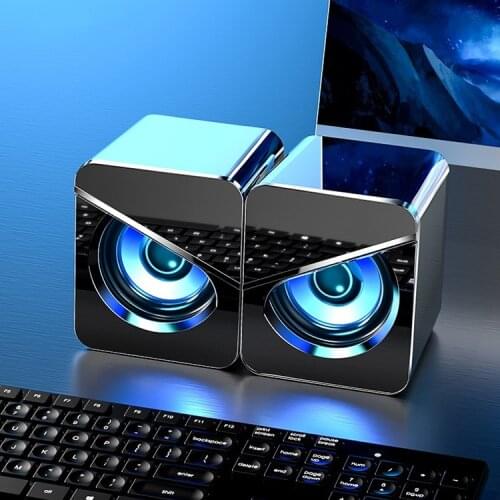 Wired Speakers For Laptop PC Strong Bass Sound Stereo Speaker 1.4m Cable LED Light Colorful Dual Speakers Music Player