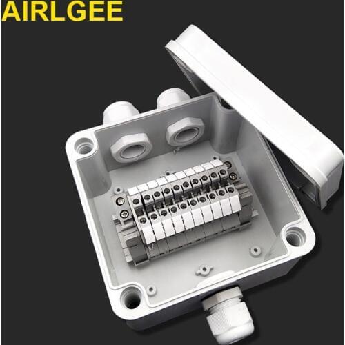 IP66 ABS Waterproof Electronics Junction Box 1 Inlet 2 Outlet DIY Terminals Enclosure Case Wiring Connection Box 120x120x80mm