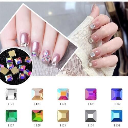 Recuerdame 4*4mm 10pcs Square Nail Art Rhinestone Flatback Crystal Stones Shiny 3D DIY Rhinestones Decorations Manicure for Nail