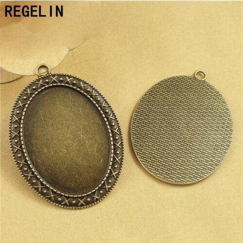 REGELIN Antique Silver Metal Cameo 5pcs/lot (Fit 30*40mm dia) Oval Cabochon Pendant Jewelry Accessories