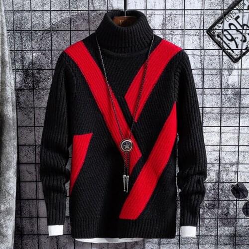 Winter Thick Warm Sweaters Men Turtleneck Casual Patchwork New Mens Christmas Sweater Loose Pullover Male Knitwear Brand Clothes