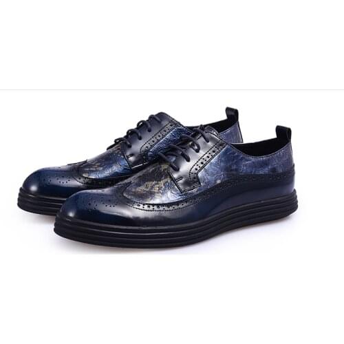Genuine Leather Brock shoes men Cowhide platform Korean fashion British style carved men casual leather shoes business
