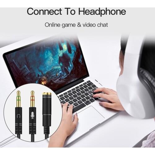 Extension Mobile Audio Adapter Splitter Audio Splitter Cable 1 to Dual 3.5mm AUX Mic Y Cord for Computer PC Headphone