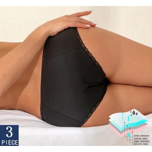 Women Physiological Panties 4-Layers Leakproof Menstrual Panties Female Lingerie Lace Underpants Physiological Period Cotton