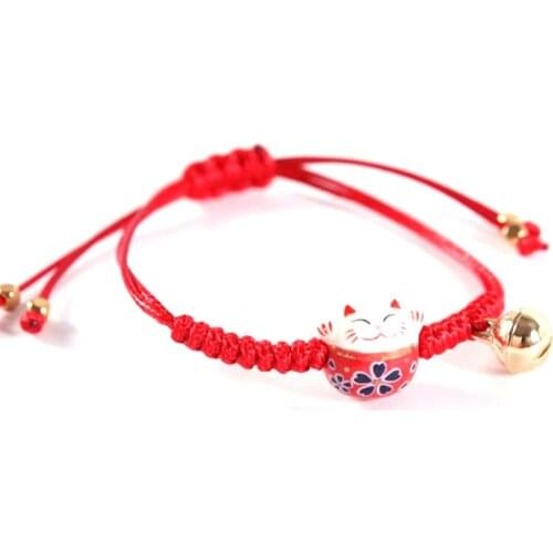 Handmade Colorful Rope Lucky Cat Adjustable Bracelet For Women Girls Charm Tassel Fashion Bangles Couple Gifts