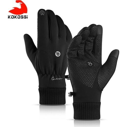 KoKossi Men Women Winter Themal Touchscreen Fleece Gloves Anti-Slip Windproof Cycling Gloves For Camping Hiking Running