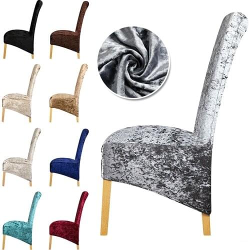 1 Piece XL Size Chair Cover Large Big Size Shiny Velvet Fabric Chair Cover High Long Back Chair Covers For Restaurant Hotel