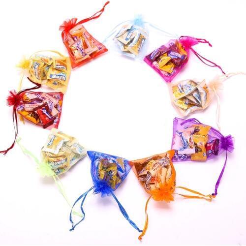 200Pcs/Lot Wedding Organza Bags 10x15CM Jewelry Christmas Packaging Gifts Pouchs 100PCS Per Color