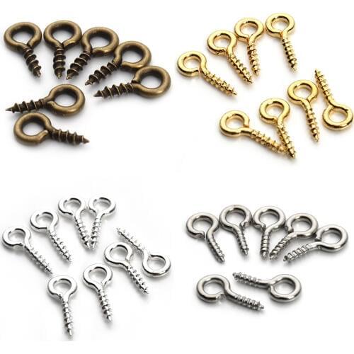 200pcs Mini Eyes Screw hook self-tapping Screws Clasps Sheep Eyes Nail/DIY Jewelry Accessories Handmade Materials Pendant hook