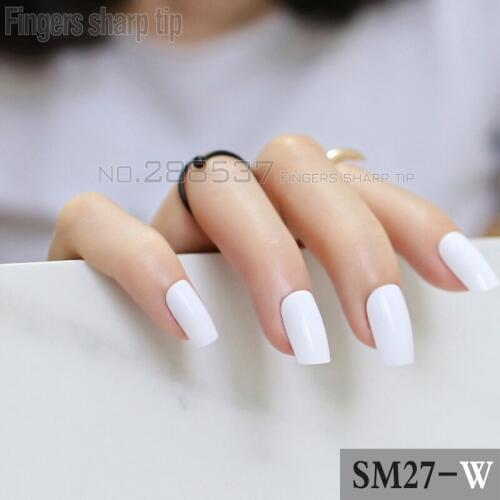 2017 New Popular Selling white Square head Candy Acrylic Art Decorative Nail 24pcs R27-W