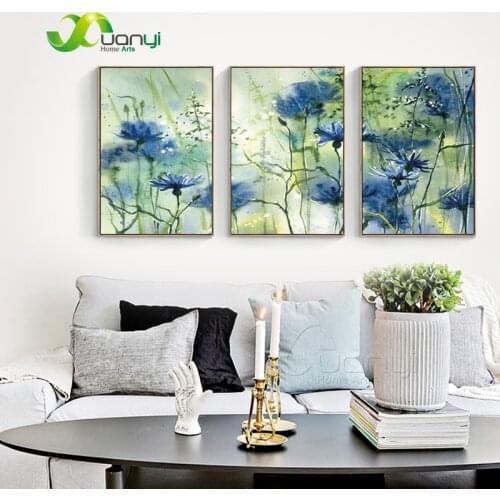 3 Panel Abstract Home Art Fower Watercolor Art Painting Prints On Canvas Modular Oil Painting Watercolor Flower Picture Unframed