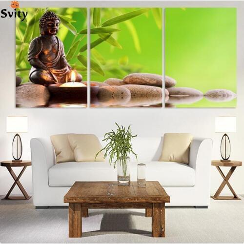 3pcs Hot sell free shipping Wall Art Buddha Painting On Canvas Abstract Print Pictures home Decor no frame