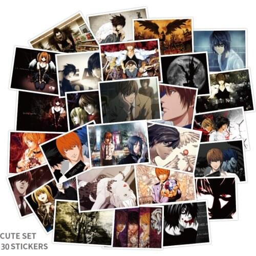30Pcs/set Death Note Cartoon Waterproof Decal Stickers For Bicycle Scrapbook Skateboard Snowboard Laptop Luggage DIY TOY