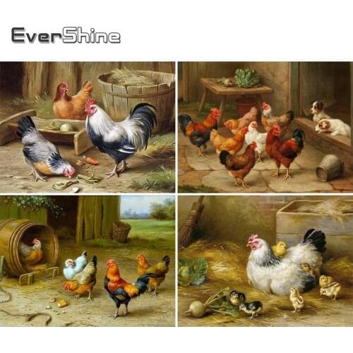 EverShine Diamond Embroidery Full Drill Square Animal 5D DIY Diamond Painting Chickens Cross Stitch Set Handicraft