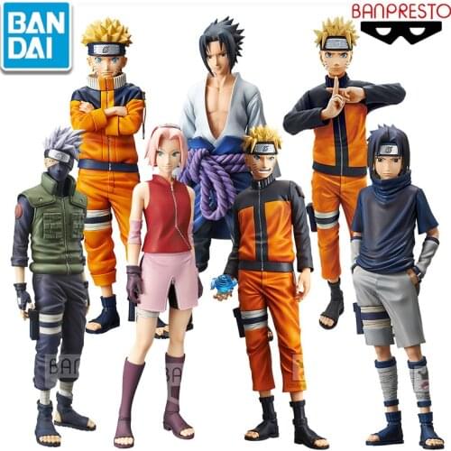 Bandai Original Naruto ROS Anime Figures Haruno Sakura Gaara Uzumaki Naruto Kakashi Uchiha Sasuke Model Dolls Gift Kid Toy