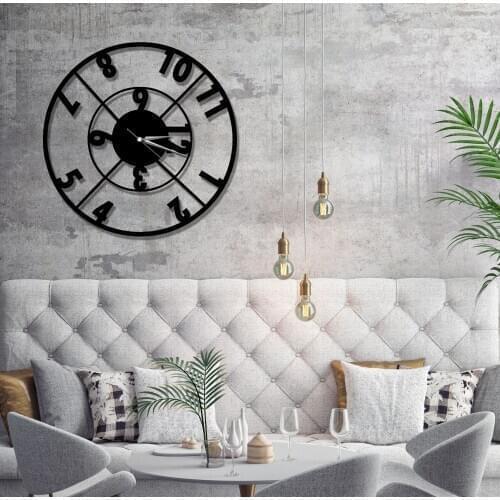 Classic Large Black Metal Quiet Wall Clock Modern Stylish Design Items House Living Room Study Room Bedroom Office Decoration