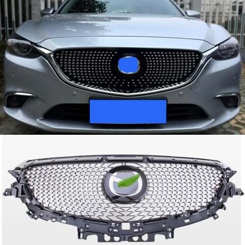 CEYUSOT For Mazda 6 Front Bumper Grille Improved Diamond Grill New Mazda6 ABS Mesh Mask Decorative Cover Accessories 2016 17 18