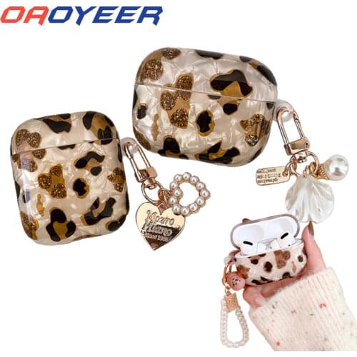 Luxury Leopard Cover Case for Apple Airpods Pro Case Protective Bluetooth Wireless Earphone Cover with Bracelet Chain