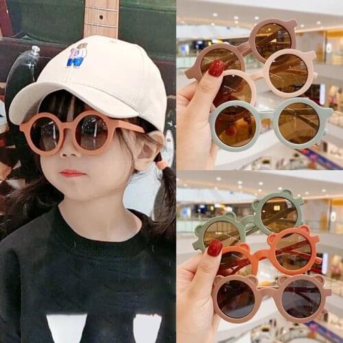 Baby Sunglasses Sun Protective Sunglasses for Girls Boys UV400 Round Frame Retro Mocha Kids Cartoon Eyeglasses Children Eyewear