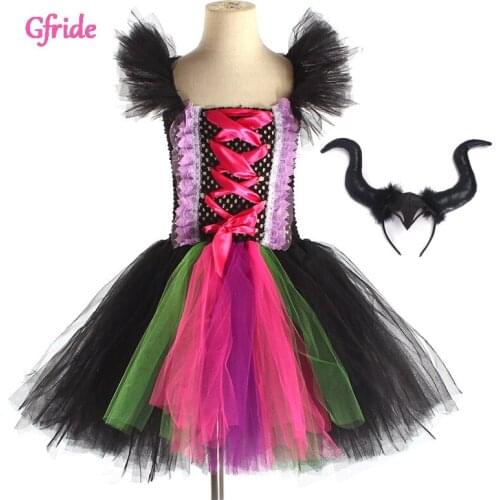 Princess Girls Witch Costumes For Kids Animal Tutu Dress Headband Halloween Toddler Tulle Outfits Birthday Party Clothing 2-10T