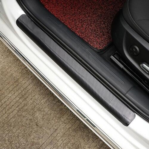 For Hyundai Solaris/Verna 14-15 Carbon Fiber Car Door Sill Sticker Anti Scratch None Slip Door Sill Guard Lnterior Scuff Styling