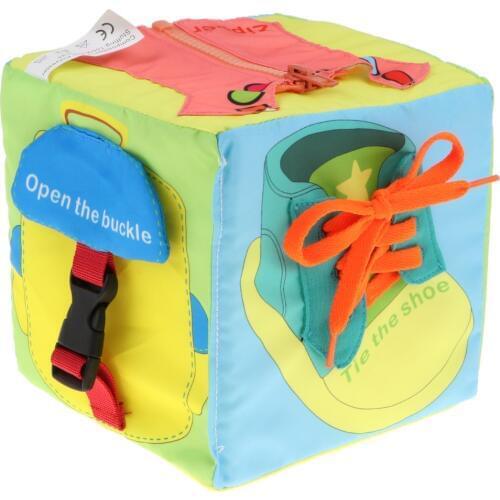 Basic Skills Board Developmental Puzzle Toys,Practice Fine Motor Skills -Zip, Snap, Button, Buckle, Lace,Tie for Kids Baby