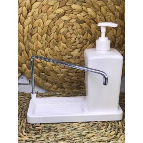 Dish Sponge Bowl Liquid Soap Dispenser Hanging Detergent Holder Kitchen Soap Dispenser Decorative White
