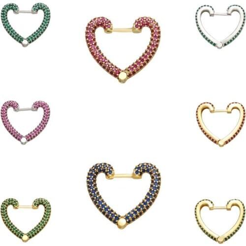 HECHENG 1pc love heart earring wholesale Multicolor Small Hoop Earrings AAA CZ For Women Jewelry VE164