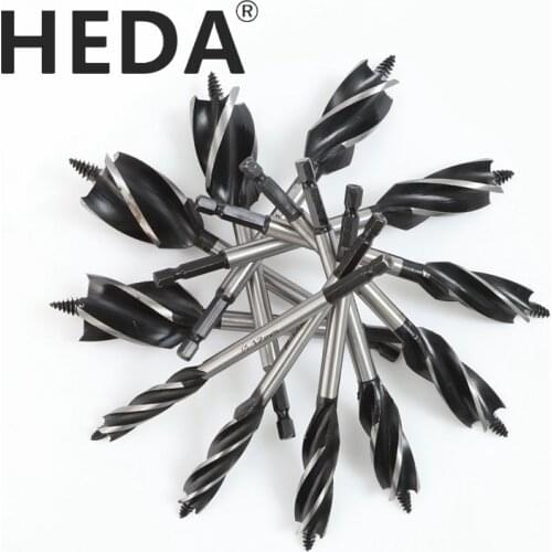 HEDA 5PCS/SET 12-20MM High Speed Steel Twist Drill Bit Long Four-slot Four-blade Woodworking tools Drill Bit Hole Saw