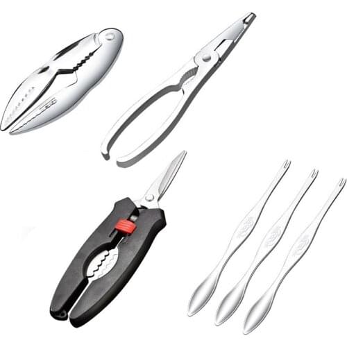 HOT-Crab Eating Tools Household 6-Piece Set Of Crab Peeling Forceps, Crab Removing Scissors, Eating Crabs and Hairy