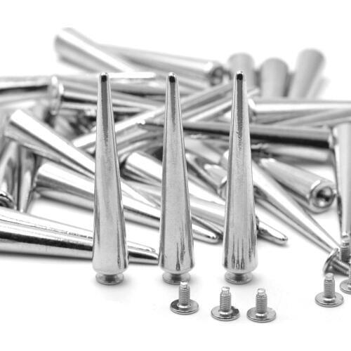 KALASO 2Pcs Silver Long Rivet Screw Punk Style Stud Leathercraft Bullet Spikes DIY Craft Supplies Clothes Accessories 9.5*54mm