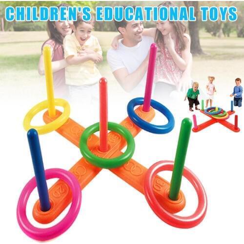 Hoop Game Throw Ring Toss Set Gift Portable for Kids Outdoor Indoor Backyard M09