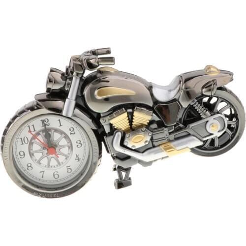 Creative Retro Motorcycle Clock Model, Diecasts Toy Vehicles Home Decor Ornaments for Motorbike Lovers Kids Collection Gift