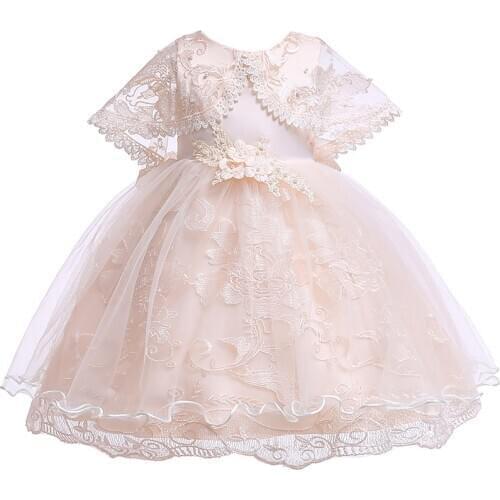 Spring Summer Flower Girl Pageant Dress Girls Elegant Lace Tulle Baptism Wedding Princess Gown Party Dresses
